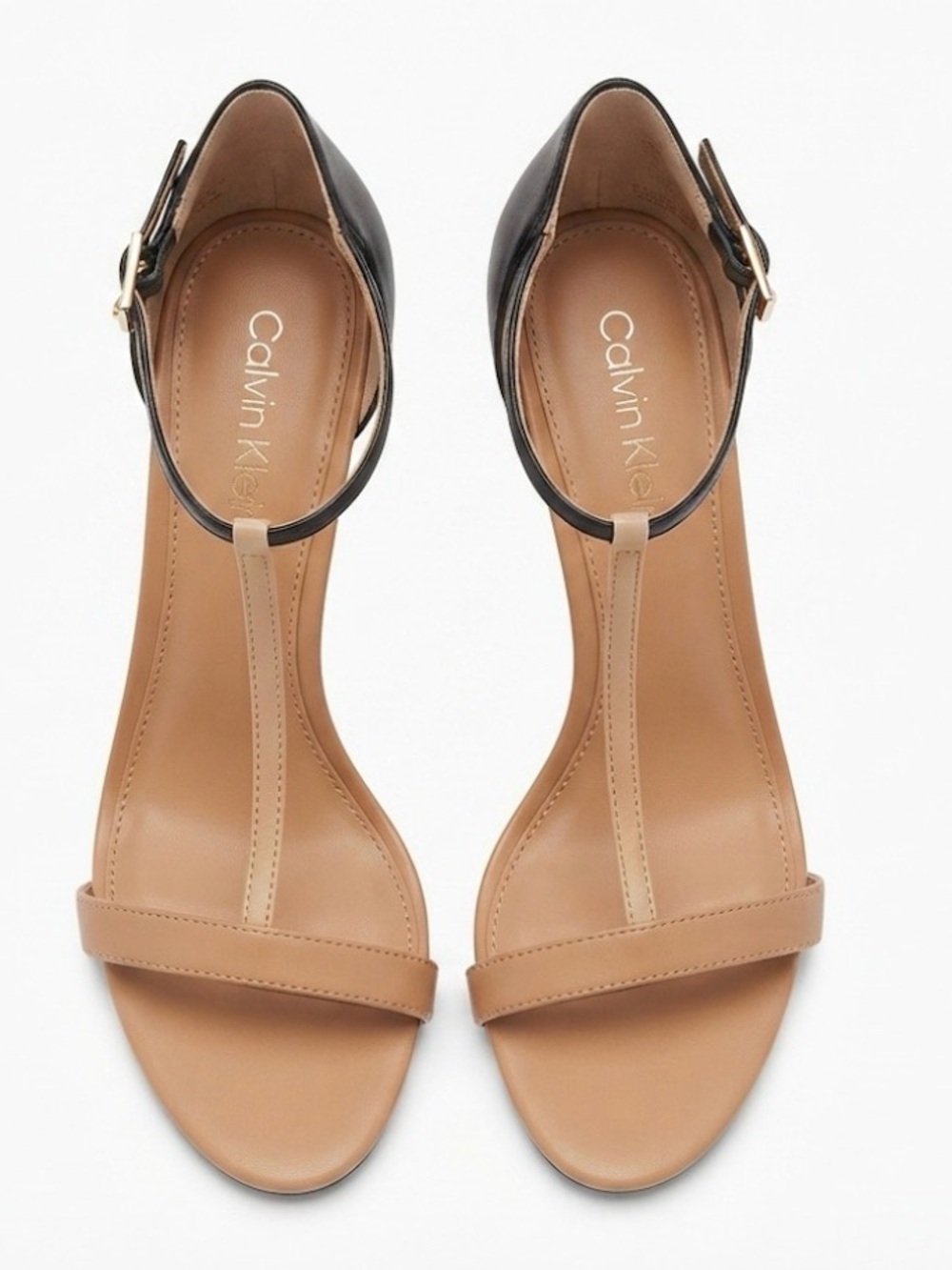 Beautiful Calvin Klein Tan and Black Heels Sophisticated Style comfortable